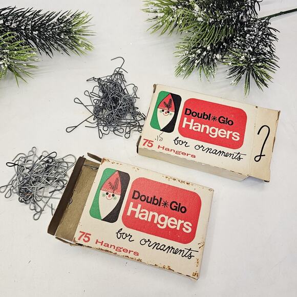 2 Vintage 1971 Doubl Glo Christmas Tree Ornament Hangers Hooks Original Boxes - Picture 2 of 9